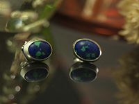 Azurite Malachite Stud Earrings in Sterling Silver